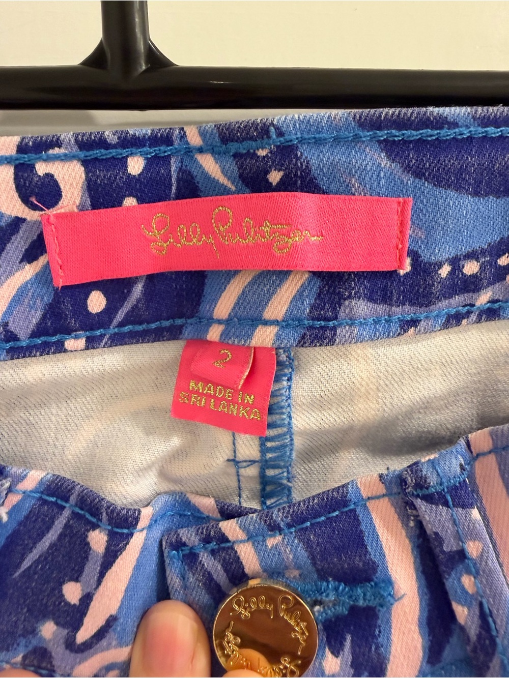 Lilly Pulitzer Blue Paisley Skinny Jeans Coastal Blue Whispurr size 2 - Picture 2 of 6